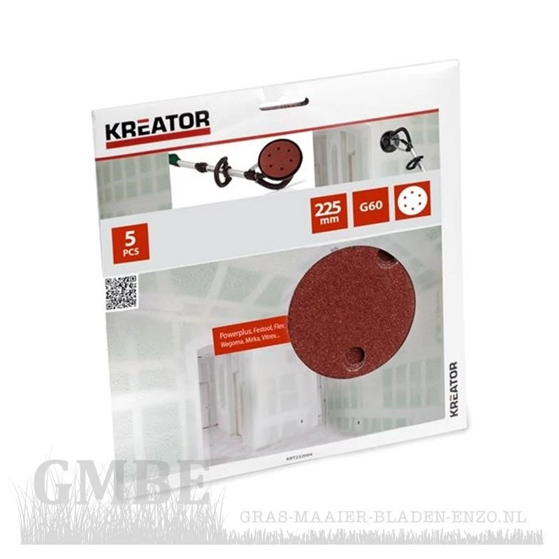 Sandpaper plasterboard round Ø 225mm - K60 - 5 pcs.Kreator
