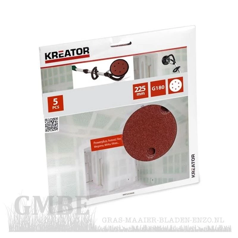 Sandpaper plasterboard round Ø 225mm - K180 - 5 pcs.Kreator