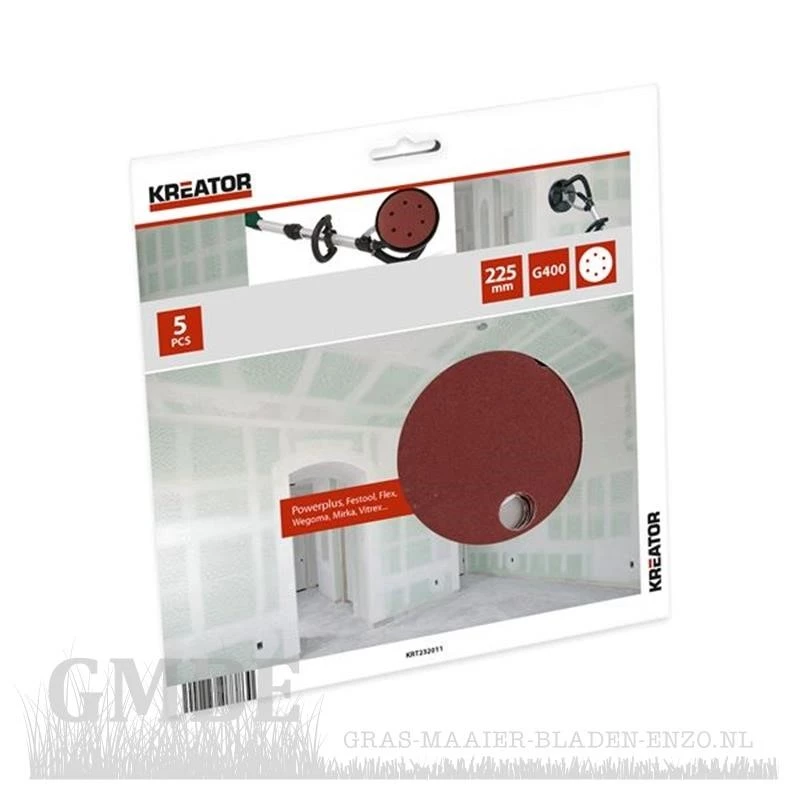 Sandpaper plasterboard round Ø 225mm - K400 - 5 pcs.Kreator
