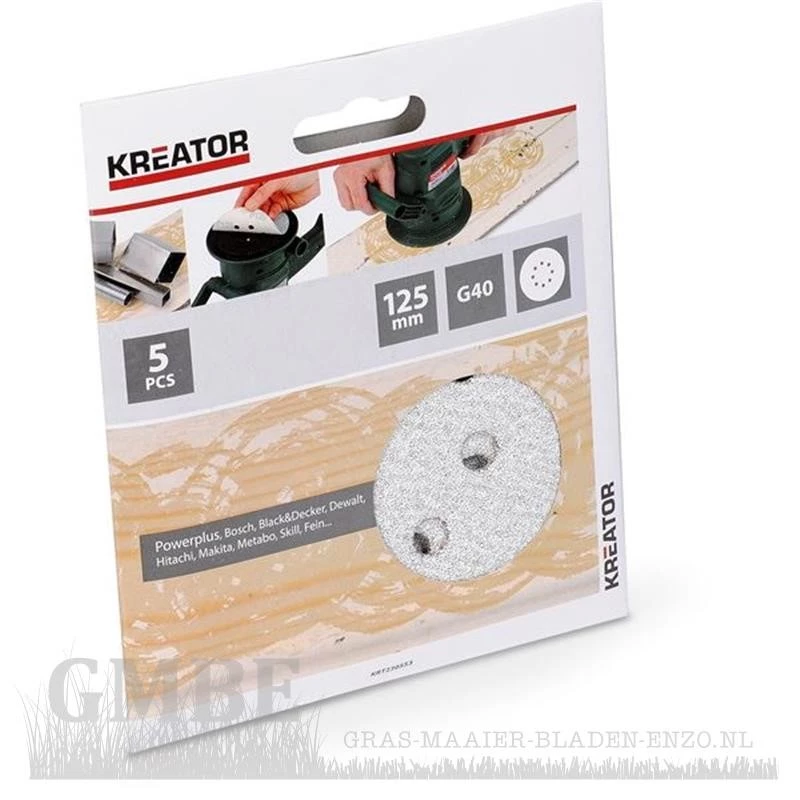 Papier de verre rond Ø 125 mm peinture - K40 - 5 pcs.PowerPlus POWX0485