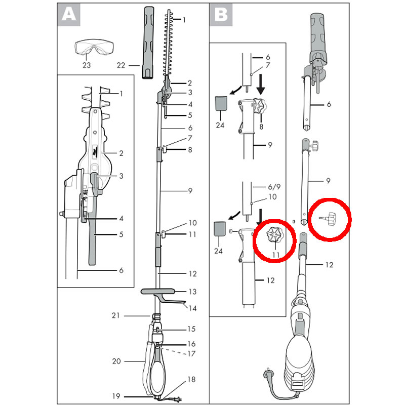 Florabest FHL 900 A1 / B2 / B3 / C4 / D4 / E5 / F5 fixing button