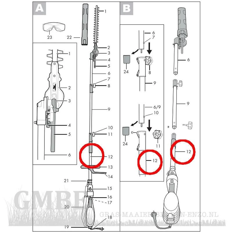 Florabest FHL 900 A1 / B2 / B3 / C4 / D4 / E5 / F5 Antriebsstange vom Motor