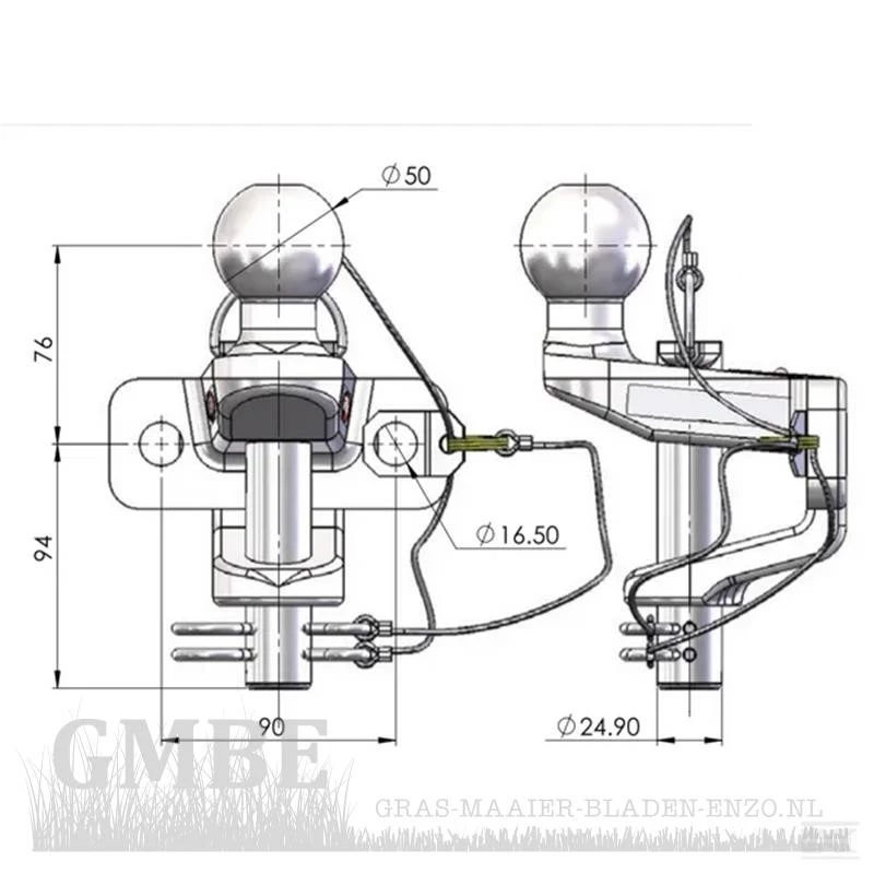 AL-KO Anhängerkupplung mit Kugelkupplung 50 mm Maximale Zuglast 3500kg/17,2kN