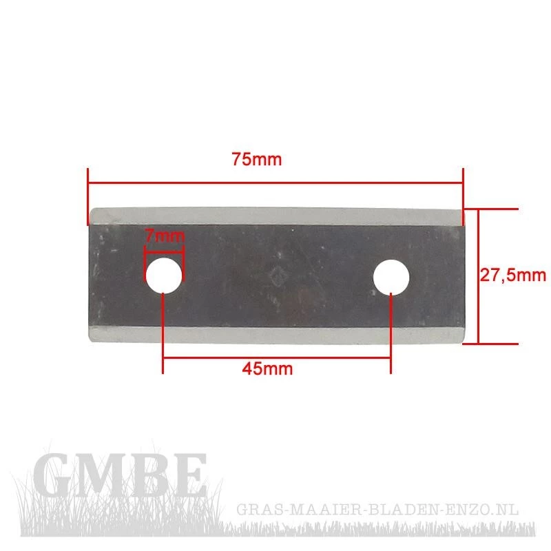 Hakselaar/versnipperaar mes voor Lescha Zak modellen (75mm*27,5mm)