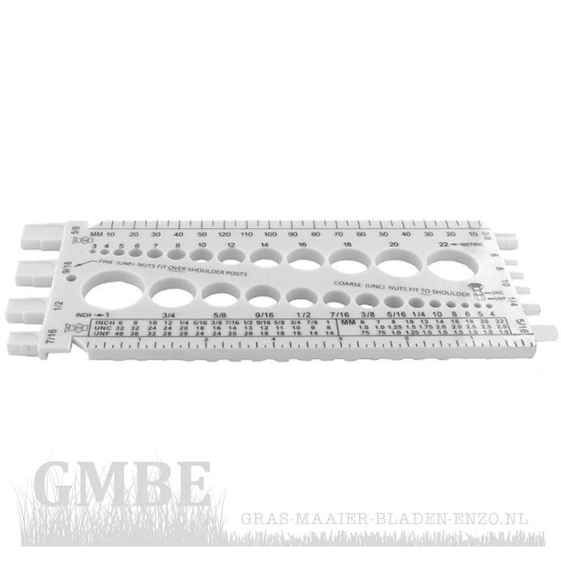 Gauge for threads, nuts and bolts, both inch and metric