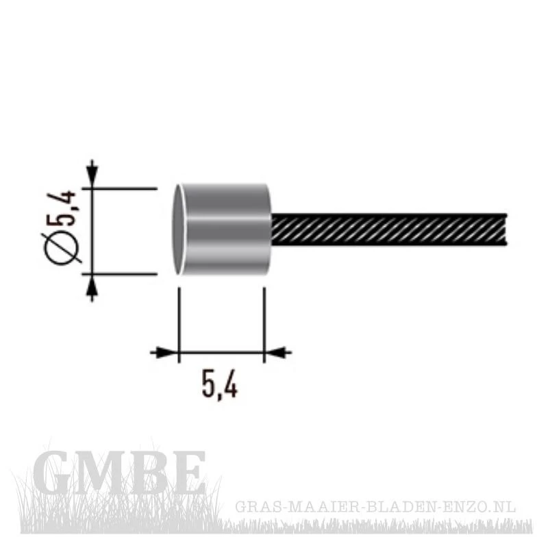 Binnen kabel met cylindervorm van Ø: 5,4x5,4mm Lengte : 2000mm Ø: 1,9mm
