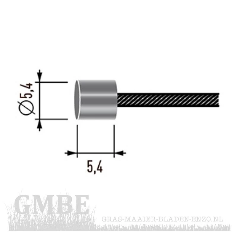 Binnen kabel met cylindervorm van Ø: 5,4x5,4mm Lengte : 2500mm Ø: 1,9mm
