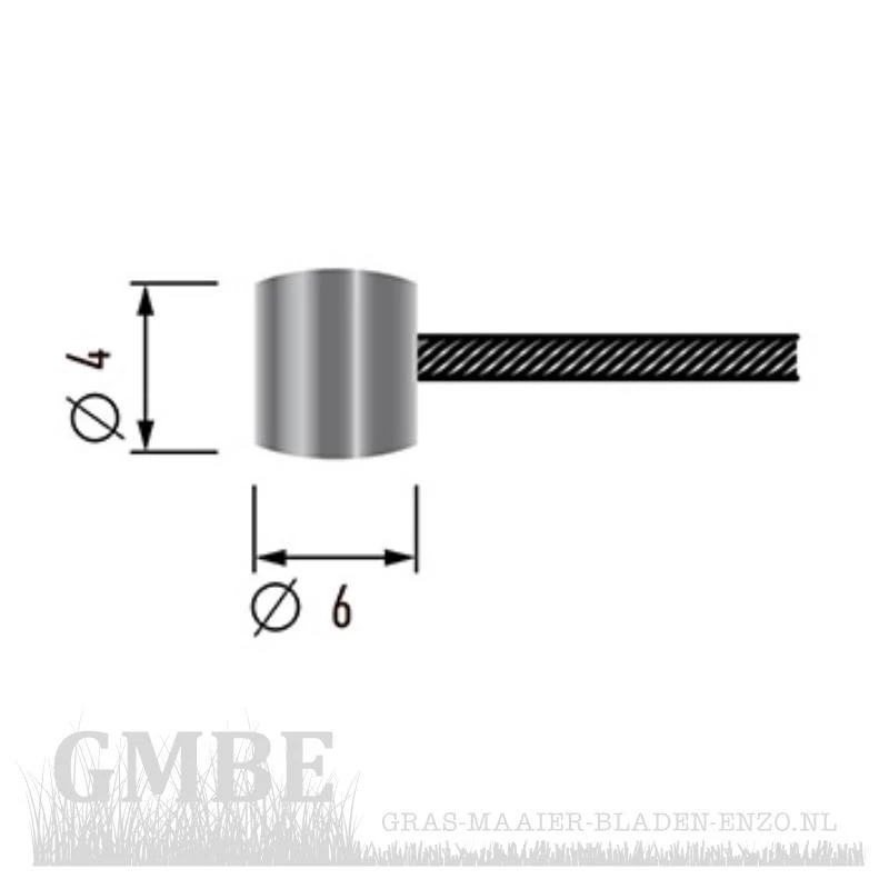 Inner cable with barrel shape Ø 6x4.5mm Length: 2200mm, Ø: 1.2mm