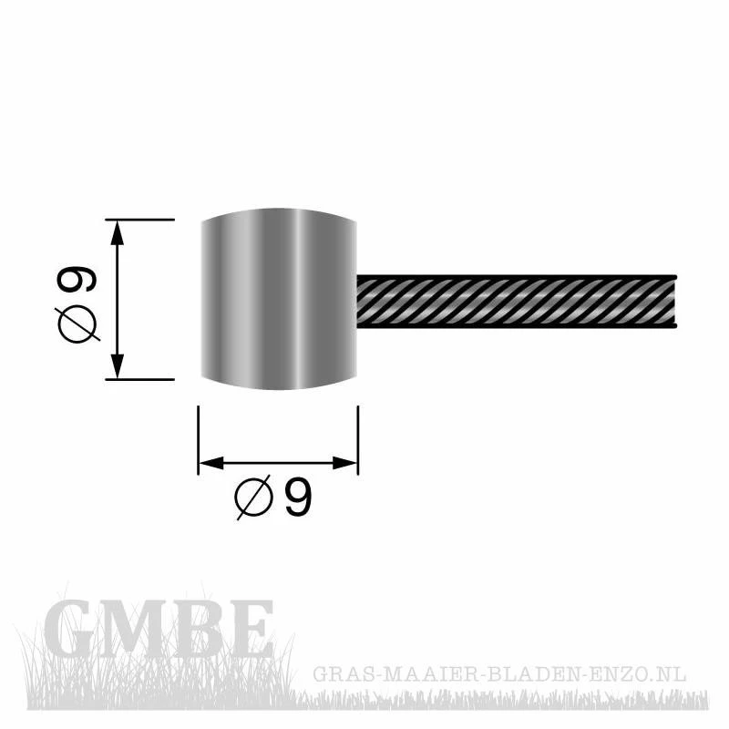 Inner cable with barrel shape Ø 9x9mm Length: 2500mm, Ø: 2mm