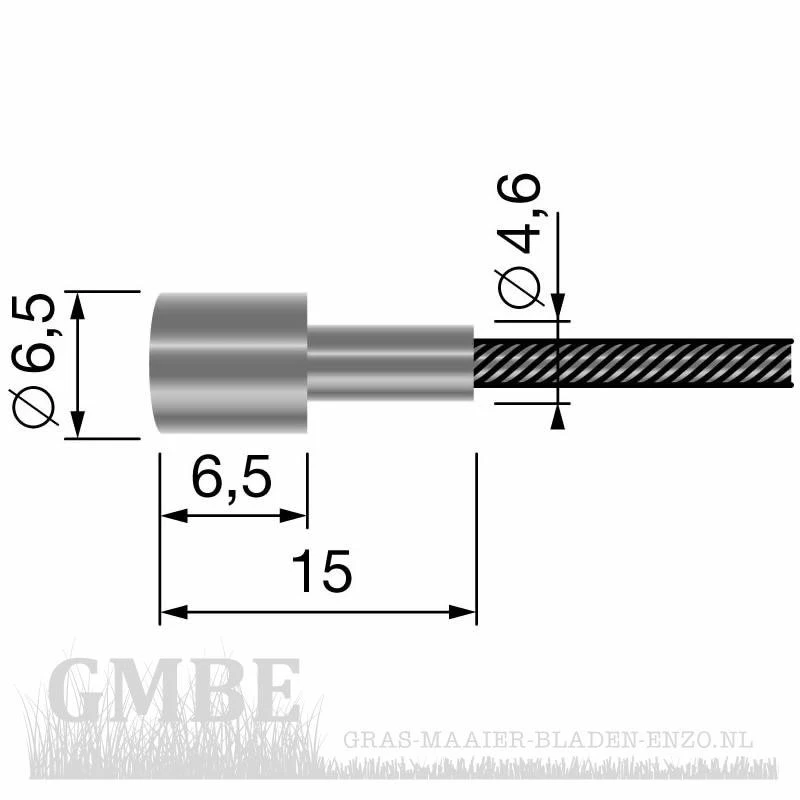 Binnen kabel met cylindervorm Lengte: 2500mm - Ø: 2,5mm