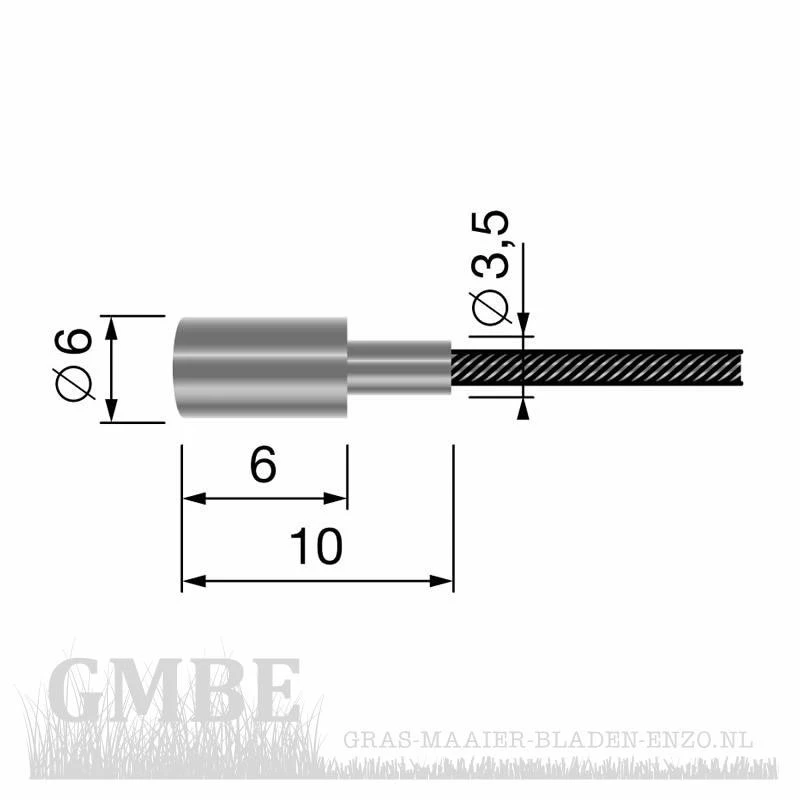 Binnen kabel met cylindervorm Lengte: 2500mm - Ø: 2mm